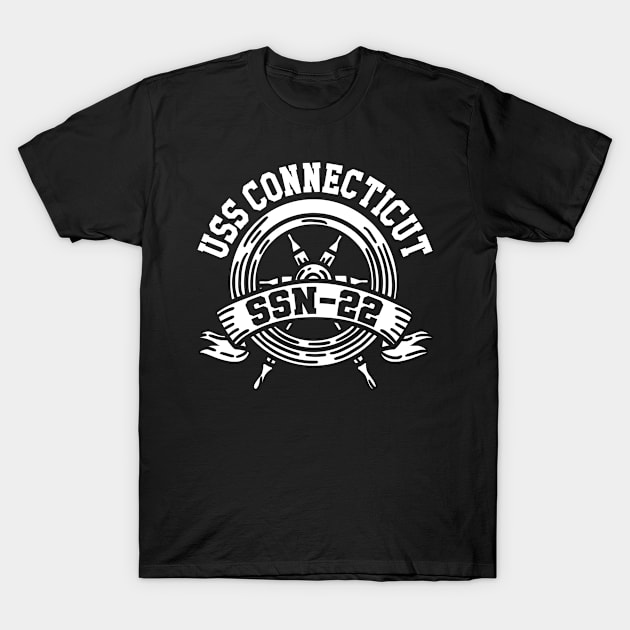 Uss Connecticut Ssn-22 Ship Helm Wheel T-Shirt by BramCrye